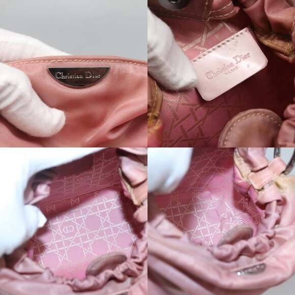 DIOR Maris Pearl Hand Bag Nylon Pink - Picture 11 of 12